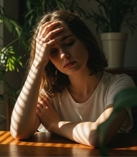 Individual struggling with daily emotional pressure and mental exhaustion